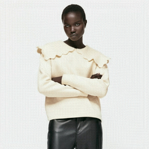 NWT Zara Tricot Lapel Knit Collar Sweatshirt